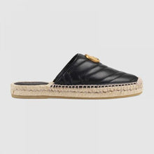 Load image into Gallery viewer, Gucci Women Leather Espadrille with Double G in 2 cm Height-Black