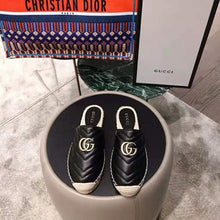 Load image into Gallery viewer, Gucci Women Leather Espadrille with Double G in 2 cm Height-Black