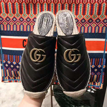 Load image into Gallery viewer, Gucci Women Leather Espadrille with Double G in 2 cm Height-Black