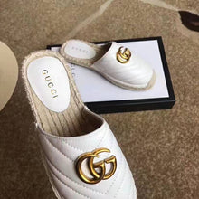Load image into Gallery viewer, Gucci Women Leather Espadrille with Double G in 2 cm Height-White