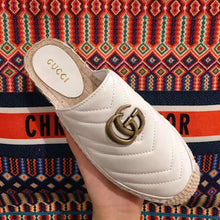 Load image into Gallery viewer, Gucci Women Leather Espadrille with Double G in 2 cm Height-White