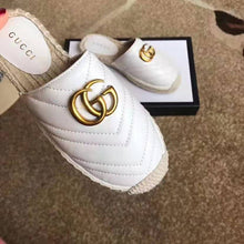 Load image into Gallery viewer, Gucci Women Leather Espadrille with Double G in 2 cm Height-White