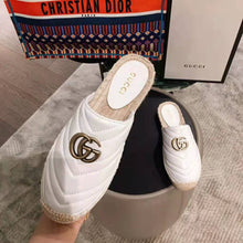 Load image into Gallery viewer, Gucci Women Leather Espadrille with Double G in 2 cm Height-White