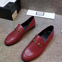 Load image into Gallery viewer, Gucci Women Leather Horsebit Loafer 1.27cm Height-Red