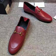 Load image into Gallery viewer, Gucci Women Leather Horsebit Loafer 1.27cm Height-Red