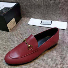 Load image into Gallery viewer, Gucci Women Leather Horsebit Loafer 1.27cm Height-Red