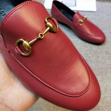 Load image into Gallery viewer, Gucci Women Leather Horsebit Loafer 1.27cm Height-Red