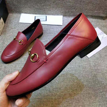 Load image into Gallery viewer, Gucci Women Leather Horsebit Loafer 1.27cm Height-Red