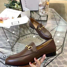 Load image into Gallery viewer, Gucci Women Leather Horsebit Loafer 1.3 cm Height-Brown