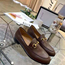 Load image into Gallery viewer, Gucci Women Leather Horsebit Loafer 1.3 cm Height-Brown