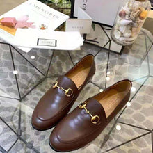 Load image into Gallery viewer, Gucci Women Leather Horsebit Loafer 1.3 cm Height-Brown