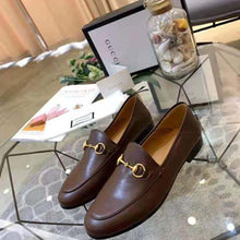 Load image into Gallery viewer, Gucci Women Leather Horsebit Loafer 1.3 cm Height-Brown
