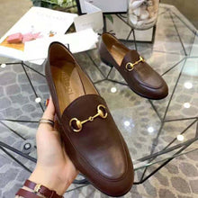Load image into Gallery viewer, Gucci Women Leather Horsebit Loafer 1.3 cm Height-Brown