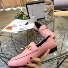 Load image into Gallery viewer, Gucci Women Leather Horsebit Loafer 1.3 cm Height-Pink