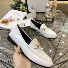 Load image into Gallery viewer, Gucci Women Leather Horsebit Loafer 1.3 cm Height-White