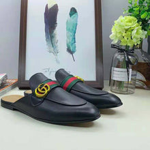 Load image into Gallery viewer, Gucci Women Leather Loafer with GG Web-Black