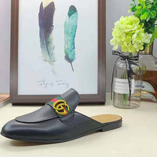 Load image into Gallery viewer, Gucci Women Leather Loafer with GG Web-Black