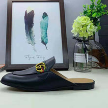 Load image into Gallery viewer, Gucci Women Leather Loafer with GG Web-Black
