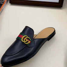 Load image into Gallery viewer, Gucci Women Leather Loafer with GG Web-Black
