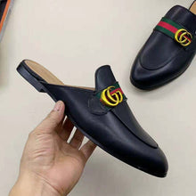Load image into Gallery viewer, Gucci Women Leather Loafer with GG Web-Black