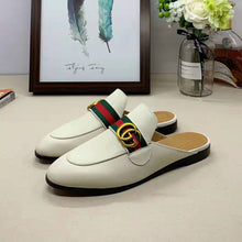 Load image into Gallery viewer, Gucci Women Leather Loafer with GG Web-White