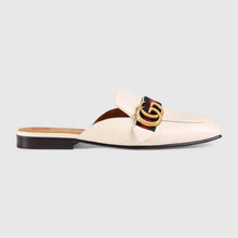 Load image into Gallery viewer, Gucci Women Leather Loafer with GG Web-White