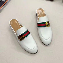 Load image into Gallery viewer, Gucci Women Leather Loafer with GG Web-White