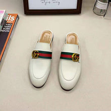 Load image into Gallery viewer, Gucci Women Leather Loafer with GG Web-White