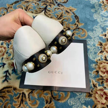 Load image into Gallery viewer, Gucci Women Leather Mid-Heel Loafer 1.5" Heel-White