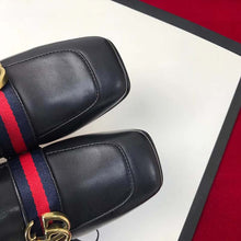 Load image into Gallery viewer, Gucci Women Leather Mid-Heel Loafer 3" Heel-Black