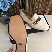 Load image into Gallery viewer, Gucci Women Leather Mid-Heel Loafer 3" Heel-White