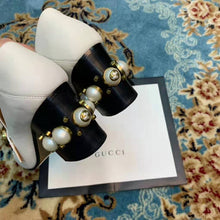 Load image into Gallery viewer, Gucci Women Leather Mid-Heel Loafer 3" Heel-White