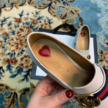 Load image into Gallery viewer, Gucci Women Leather Mid-Heel Loafer 3" Heel-White