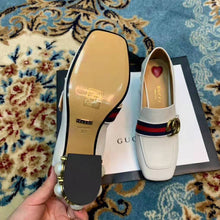 Load image into Gallery viewer, Gucci Women Leather Mid-Heel Loafer 3" Heel-White