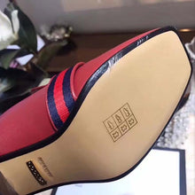 Load image into Gallery viewer, Gucci Women Leather Mid-Heel Loafer Shoes-Red