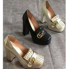 Load image into Gallery viewer, Gucci Women Leather Mid-Heel Pump 5.1 cm Heel-Black