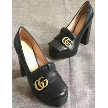 Load image into Gallery viewer, Gucci Women Leather Mid-Heel Pump 5.1 cm Heel-Black