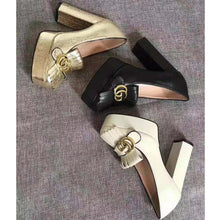 Load image into Gallery viewer, Gucci Women Leather Mid-Heel Pump 5.1 cm Heel-Black