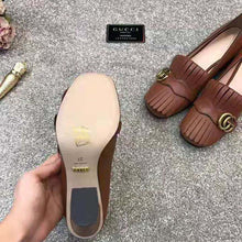 Load image into Gallery viewer, Gucci Women Leather Mid-Heel Pump 5.1 cm Heel-Brown