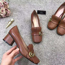 Load image into Gallery viewer, Gucci Women Leather Mid-Heel Pump 5.1 cm Heel-Brown