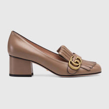 Load image into Gallery viewer, Gucci Women Leather Mid-Heel Pump 5.1 cm Heel-Brown