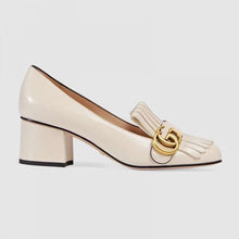 Load image into Gallery viewer, Gucci Women Leather Mid-Heel Pump 5.1 cm Heel-White