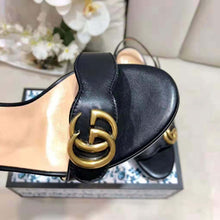 Load image into Gallery viewer, Gucci Women Leather Mid-Heel Sandal-Black