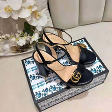 Load image into Gallery viewer, Gucci Women Leather Mid-Heel Sandal-Black