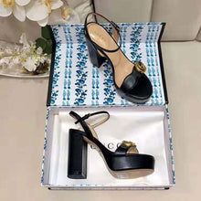 Load image into Gallery viewer, Gucci Women Leather Mid-Heel Sandal-Black