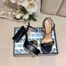 Load image into Gallery viewer, Gucci Women Leather Mid-Heel Sandal-Black