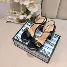 Load image into Gallery viewer, Gucci Women Leather Mid-Heel Sandal-Black