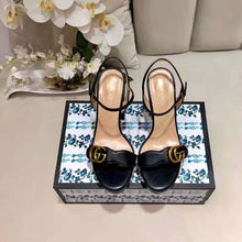 Load image into Gallery viewer, Gucci Women Leather Mid-Heel Sandal-Black