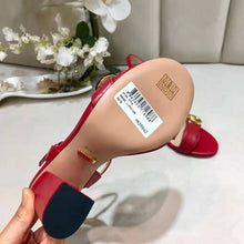 Load image into Gallery viewer, Gucci Women Leather Mid-Heel Sandal-Red