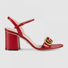 Load image into Gallery viewer, Gucci Women Leather Mid-Heel Sandal-Red